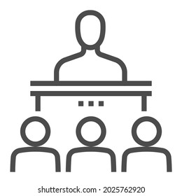 Conference, square line vector icon.