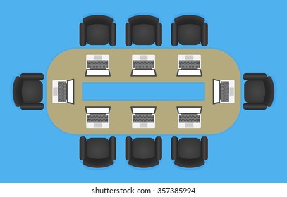 Conference table with black seats