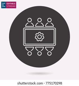 Conference table - outline icon. Editable stroke. Vector illustration
