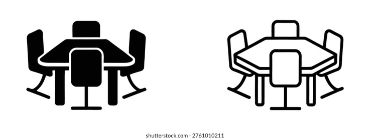 Conference Table Solid Icon for Business Meeting Pro Vector. 