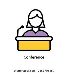 Conference vector Filled outline Icon Design illustration. Human Resources Symbol on White background EPS 10 File 