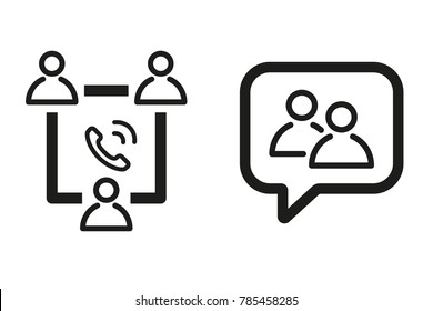 Conference vector icon. Black illustration isolated on white background for graphic and web design.