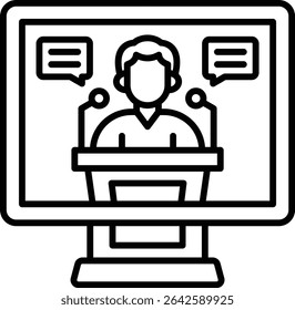 Icono de Vector de conferencia. Se puede utilizar para aplicaciones de impresión, móviles y de Web.