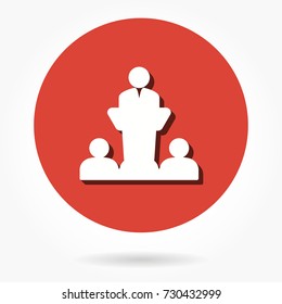 Conference vector icon with shadow. Illustration isolated for graphic and web design.