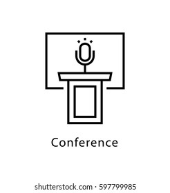 Conference Vector Line Icon 