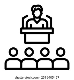 Conference Vector Line Icon Design