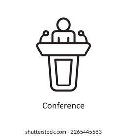 Conference Vector Outline icon Design illustration. Communication Symbol on White background EPS 10 File