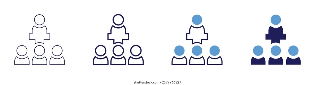 Conference venue icon in 4 different styles. Thin Line, Line, Bold Line, Duotone. Duotone style. Editable stroke.