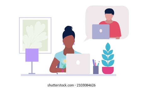 Conference video call. Vector illustration in a flat style