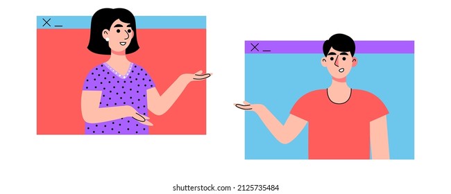 Conference video call. Vector illustration in a flat style