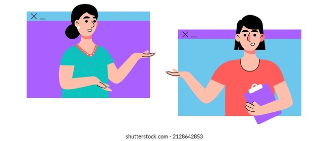 Conference video call. Vector illustration in a flat style