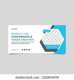 Conference Web Banner Design Template. Live Webinar Social Media Horizontal Banner Sets.logo And Icon. Annual Meeting, Seminar And Training Social Media Post Or Flyer