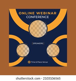 Conference web banner or social media square banner design. online marketing promotion banner.