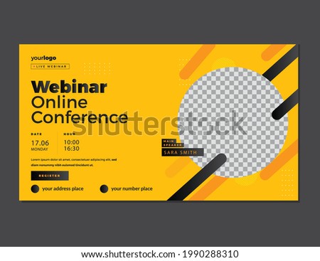 Conference web banner or social media horizontal banner design.online Business webinar invitation or live conference banner design, seminar or social web banner

