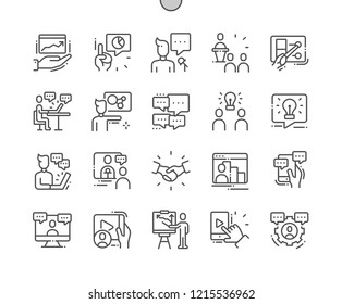 Conference Well-crafted Pixel Perfect Vector Thin Line Icons 30 2x Grid for Web Graphics and Apps. Simple Minimal Pictogram