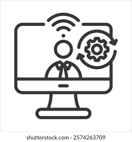 Conferencing System Icon Vector Illustration Outline