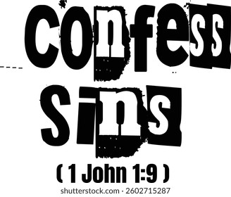 Confess Sins Elegant Bible Verse Typography Template