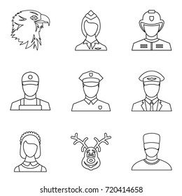 Confession icons set. Outline set of 9 confession vector icons for web isolated on white background