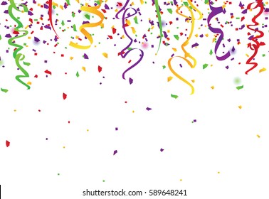 Confetti abstract background,with many falling tiny pieces,isolated on white backdrop. Holiday decorative tinsel element for design. For web site,poster,placard and wallpaper