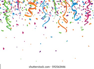 Confetti abstract background,with many falling tiny pieces,isolated on white backdrop. Holiday decorative tinsel element for design. For web site,poster,placard and wallpaper