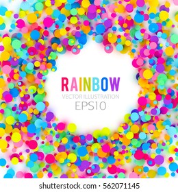 Confetti Abstract Circle Rainbow Background. Happy Holiday Design. Vector illustration
