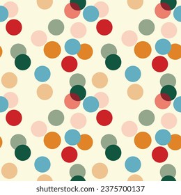 Confetti abstract vector seamless pattern. Hand-drawn geometrical repeated background for holidays. Christmas or birthday polka dots print.