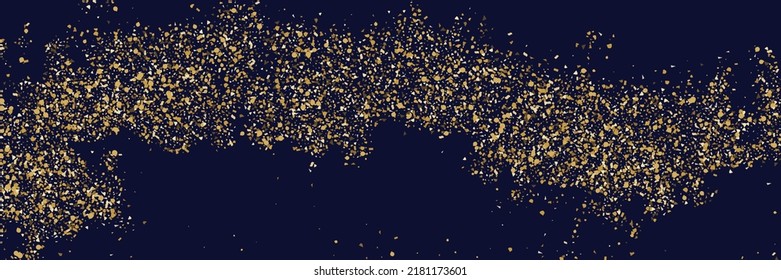 Confetti anniversary illuminated concept. Magic sparkle glitter background. Golden bright starred space design. Christmas holiday celebration texture. Sparkle luxury pattern design. 