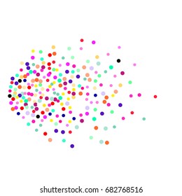 Confetti background. Bright background with scattered confetti. Colored postcard.