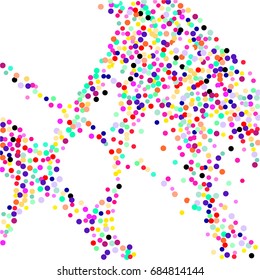Confetti background. Bright background with scattered confetti. Colored postcard.