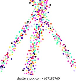 Confetti background. Bright background with scattered confetti. Colored postcard.