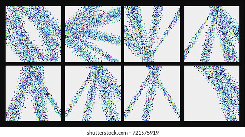 Confetti background. Bright background with scattered confetti. Colored postcard.