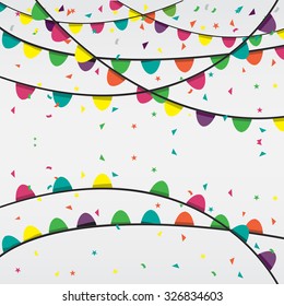 confetti background, can be ues for celebration, new year, birthday, christmas greeting card.  also design for web page, business banner, cover page. vector illustration