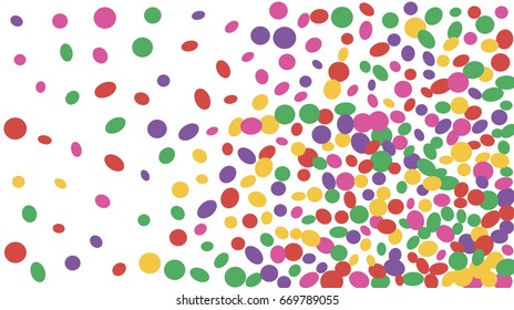 Confetti Background. Colorful Circles and Ellipses. Texture for Horizontal Poster