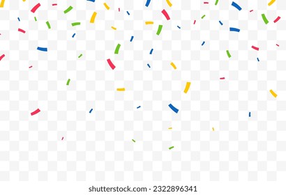 Confetti background. Colorful paper pieces and serpentine. Vector party background