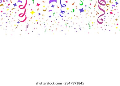 Confetti background with colorful serpentine ribbons.Vector illustration