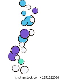 Confetti background with comic pop art polka dots. Big colored spots, spirals and circles on white. Vector illustration. Vibrant childish splash for birthday party. Rainbow confetti background.