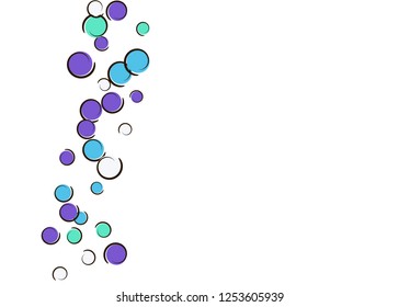Confetti background with comic pop art polka dots. Big colored spots, spirals and circles on white. Vector illustration. Hipster childish splash for birthday party. Rainbow confetti background.
