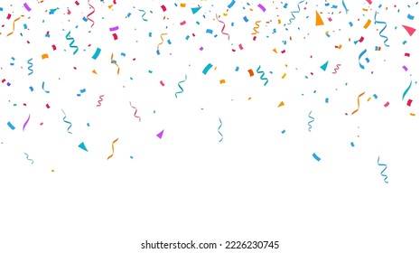 Confetti background. Festive backdrop. Birthday party design with colorful confetti. Vector illustration