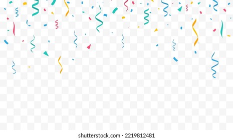 Confetti background. Festive backdrop. Party design with colorful confetti. Vector illustration