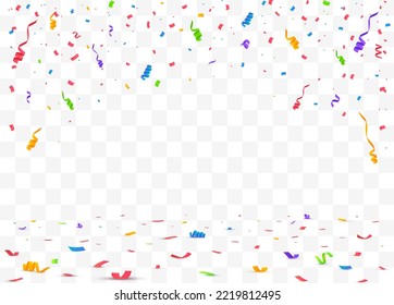 Confetti background. Festive backdrop. Party design with colorful confetti. Vector illustration