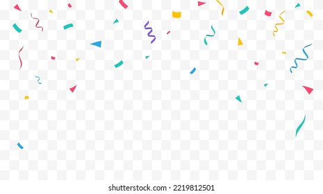Confetti background. Festive backdrop. Party design with colorful confetti. Vector illustration