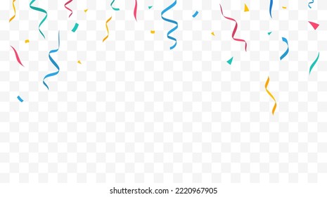 Confetti background. Festive backdrop. Party design with colorful confetti. Vector illustration
