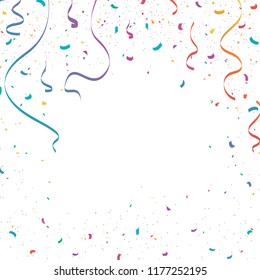 Celebration Background Template Confetti Colorful Ribbons Stock Vector ...