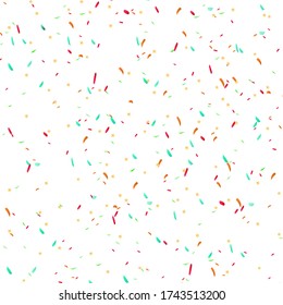 Confetti background. Party and birthday confetti. Holiday festival design for greeting card, invitation or poster. Stock vector illustration on white isolated background. 