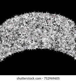 Confetti Background Pattern. Element of design. Silver stars on a black background