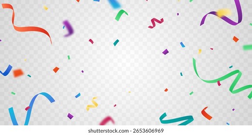 fundo de confete cores impressionantes que ziguezague para baixo para a celebração. Ilustração de vetor de decoração festiva
