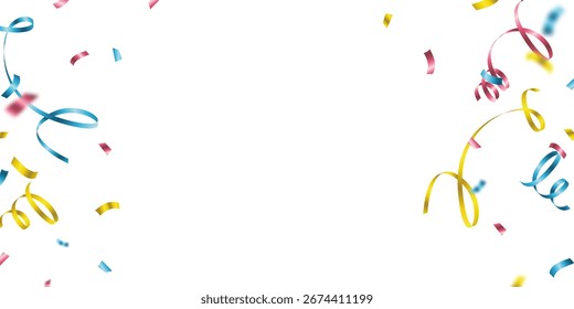 fundo de confete cores impressionantes que ziguezague para baixo para a celebração. Ilustração de vetor de decoração festiva

