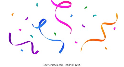 Fondo de confeti Colores impresionantes que zigzaguean hacia abajo para la celebración. Ilustración vectorial de decoración festiva
