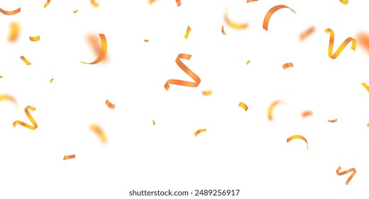 Confeti de fondo Impresionante confeti naranja y amarillo que zigzagueaba hacia abajo para la celebración. Decoración festiva Ilustración vectorial