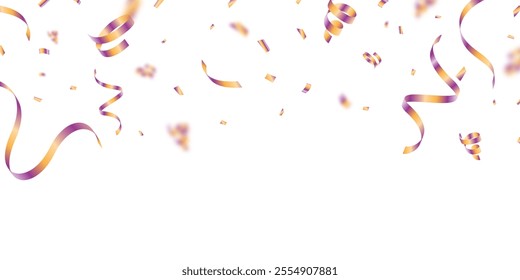 confetti background Stunning purples and yellows that zigzag down in celebration. Festive decoration vector illustration
